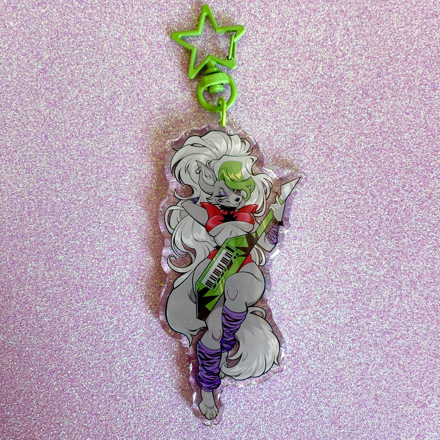 ACRYLIC KEYCHAIN : Wolf with Electronic Guitar