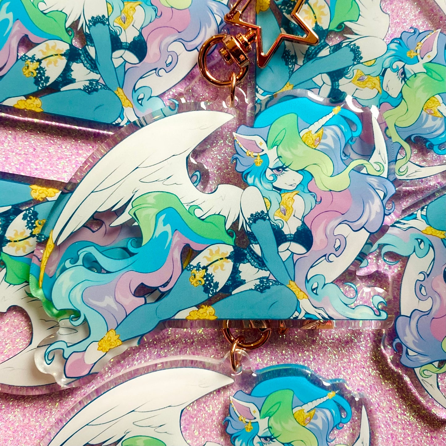 DISCONTINUING: ACRYLIC KEYCHAIN : Prismatic Queen Alicorn