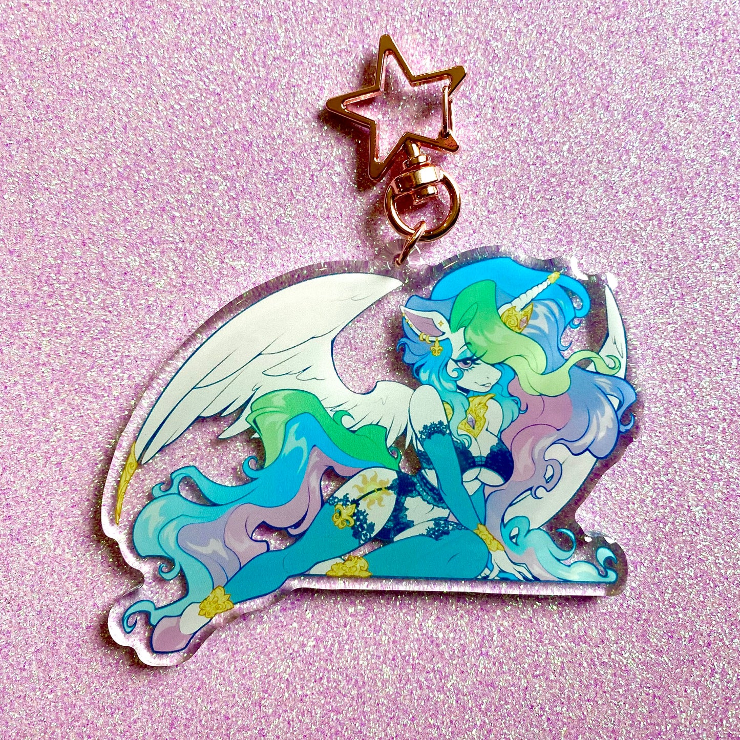 DISCONTINUING: ACRYLIC KEYCHAIN : Prismatic Queen Alicorn