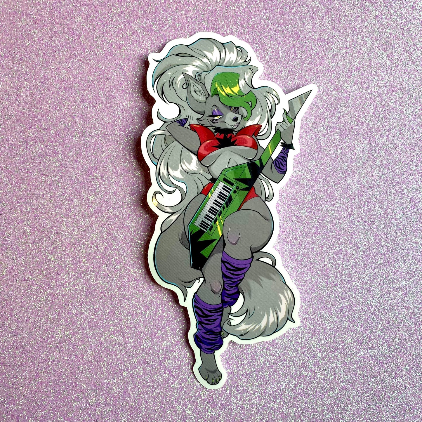 STICKER: Wolf with Electronic Guitar (LARGE)