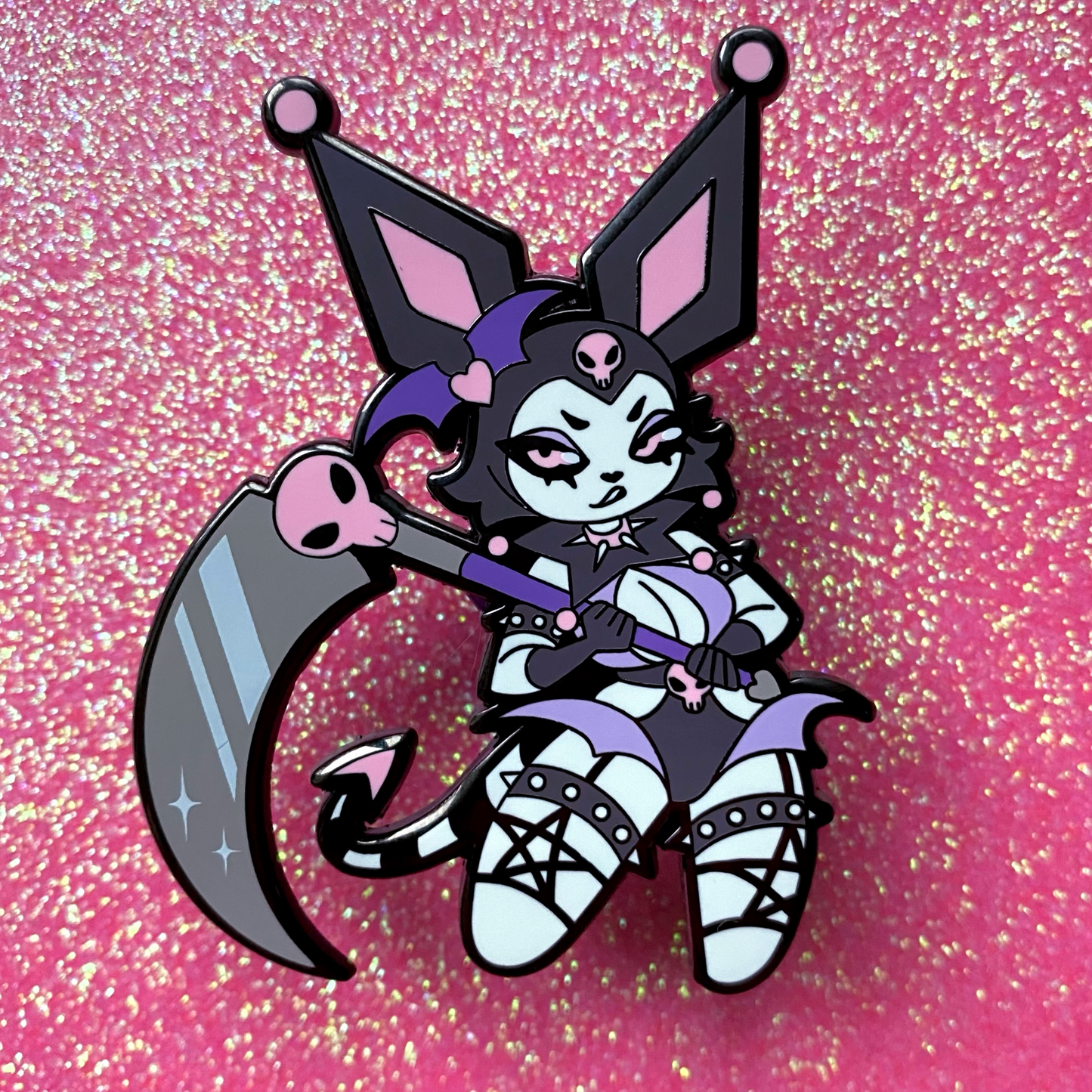 DISCONTINUING: HARD ENAMEL PIN: Scythe Kitty - July Patreon