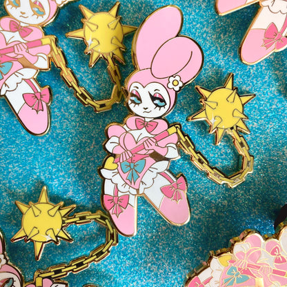 HARD ENAMEL PIN: Morning Star Flail Bunny - July Patreon