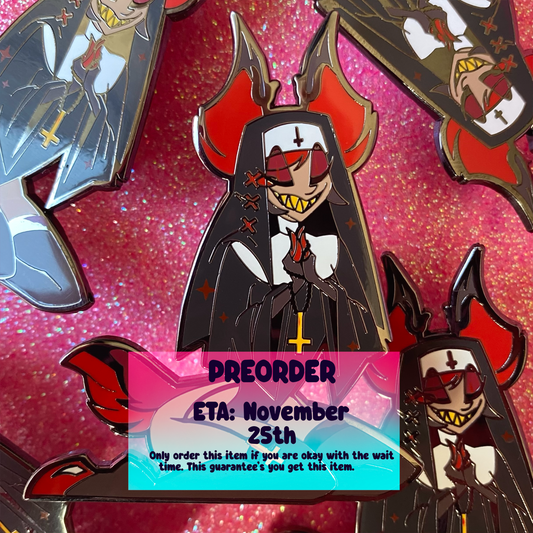 PREORDER: HARD ENAMEL PIN: Hazbin Hotel - Alastor as a Nun