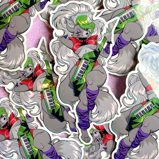 STICKER: Wolf with Electronic Guitar (LARGE)